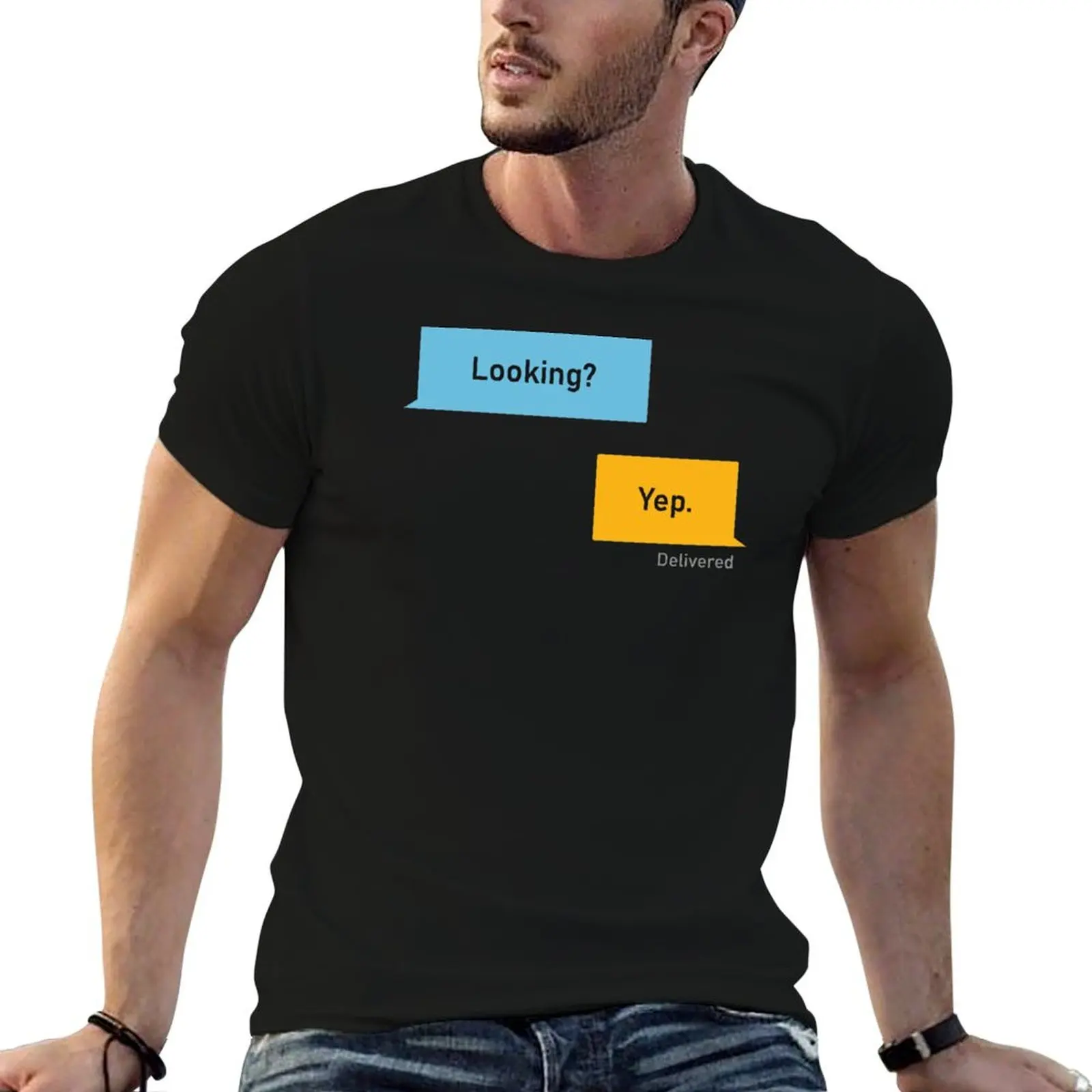 Grindr Looking? Yep. Grindr dialogues Funny Gay Hookup T-Shirt rapper graphic tees hippie clothes men clothes