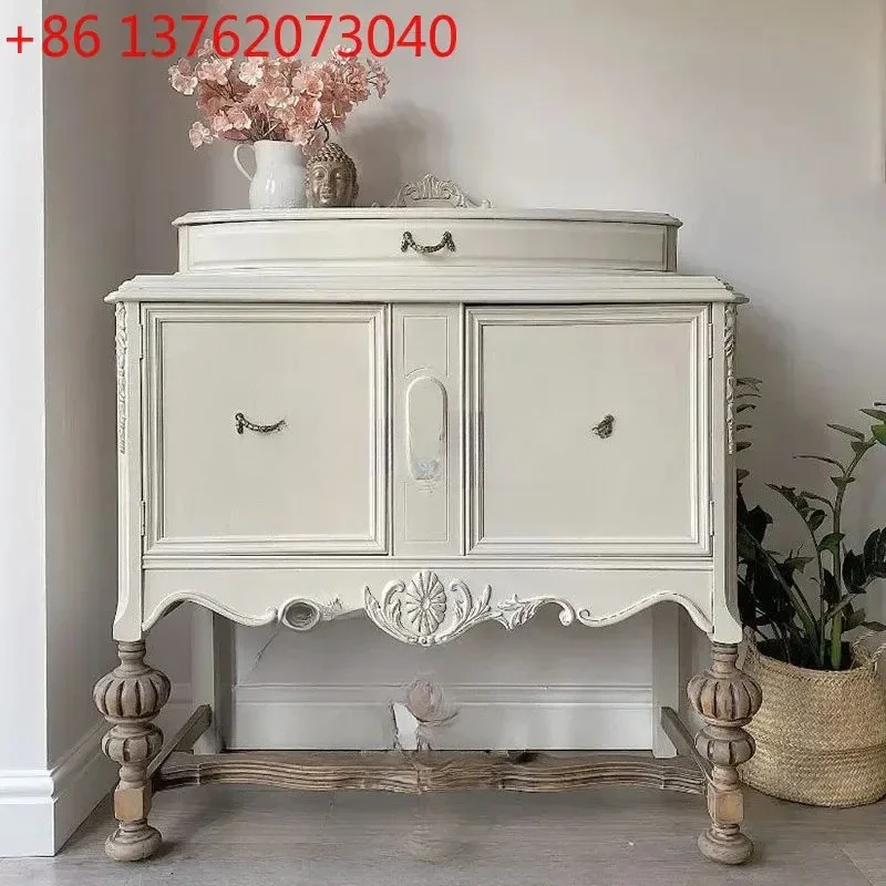 French retro solid wood porch cabinet, European classical two-door locker, American light luxury decorative cabinet6220