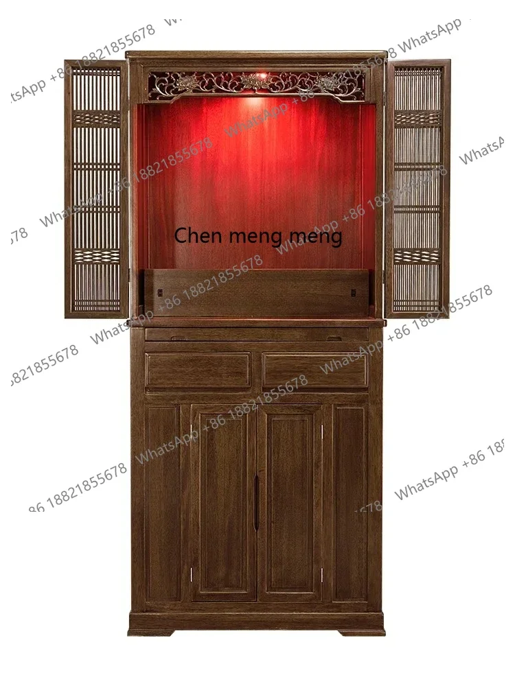 Solid Wood Buddha Niche New Chinese Style Clothes Closet Buddha Cabinet Modern Minimalist Cabinet Home