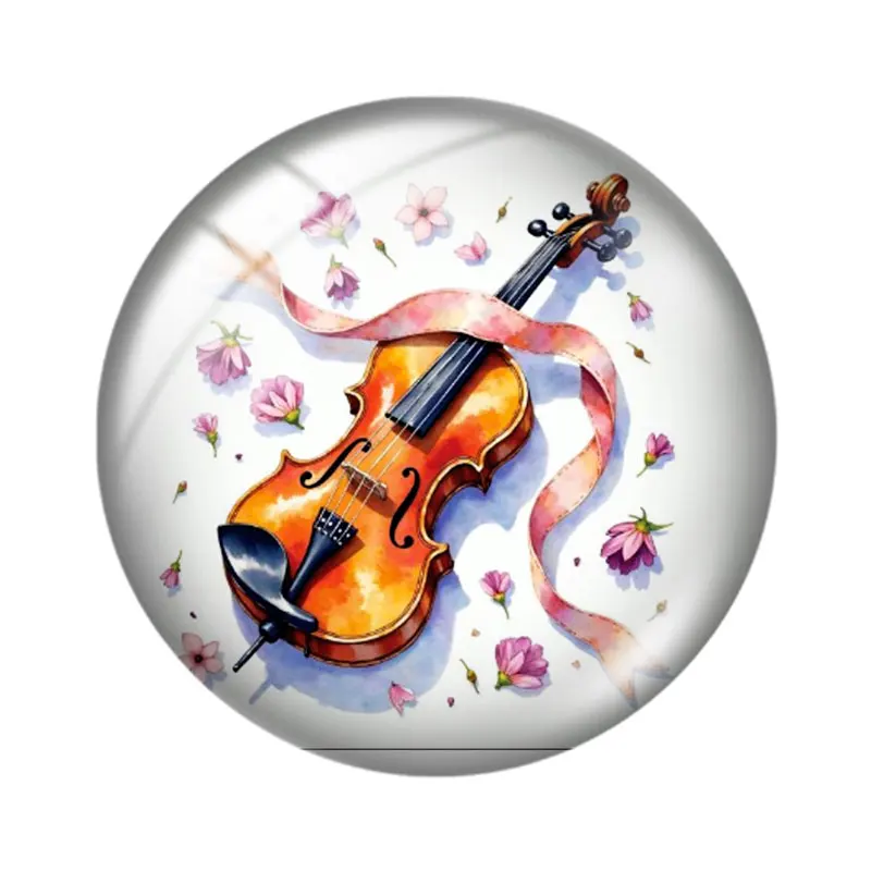 Watercolor Violin Clipart 10pcs 12mm/18mm/20mm/25mm Round photo glass cabochon demo flat back Making findings