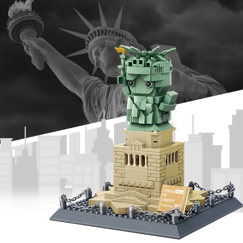 

Creative New York Building Block Lovely Mini United States of liberty Construction Model Brick Architecture Educational Toys