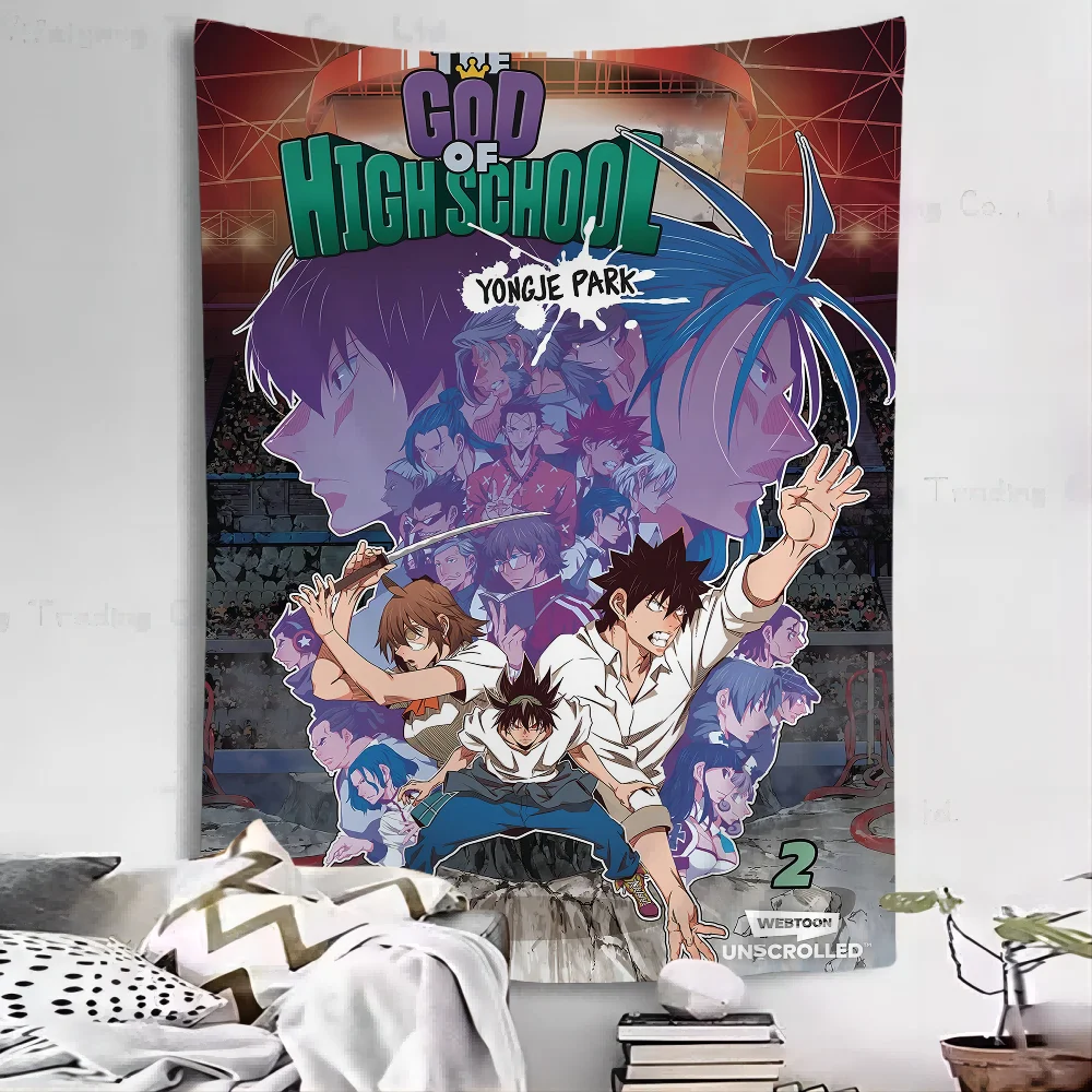 The God Of High School Tapestry Anime Tapestry Hippie Flower Wall Carpets Dorm Decor Wall Hanging Home Decor