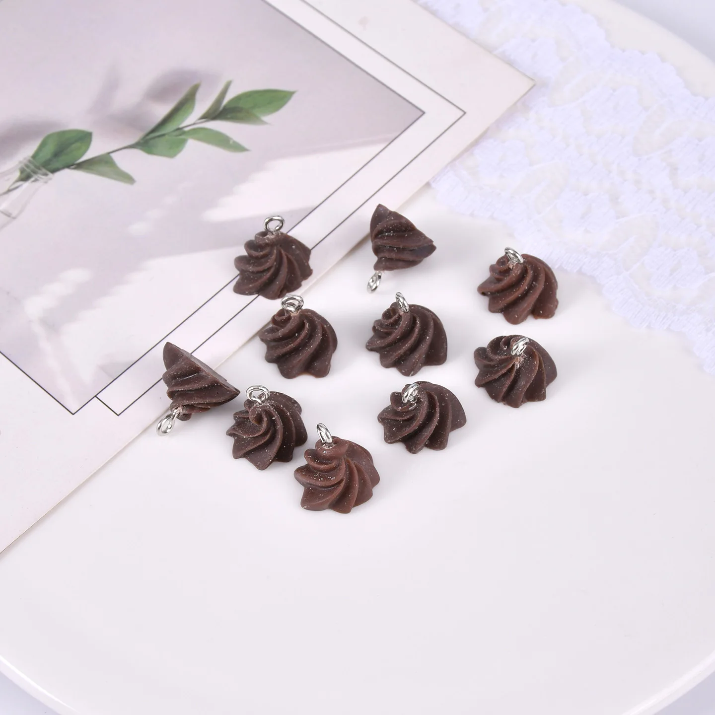 10pcs Cartoon Ice Cream Series Resin Charms Pendant Cute Simulated Food Pendant  Diy Earring Necklace Keychain Jewelry Making