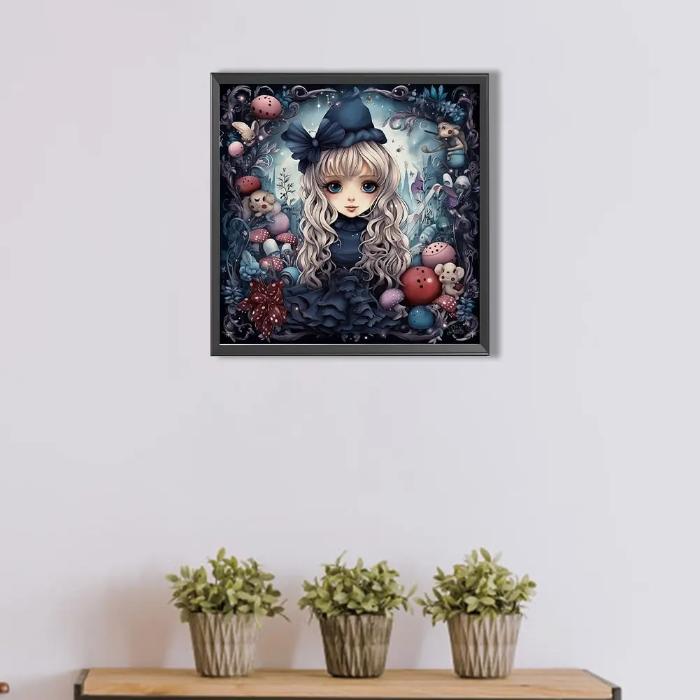 Little Girl Diy Diamond Painting Cross Stitch Kits Witch Magic Art Full Diamond Mosaic Embroidery For Hallowen Home Decor