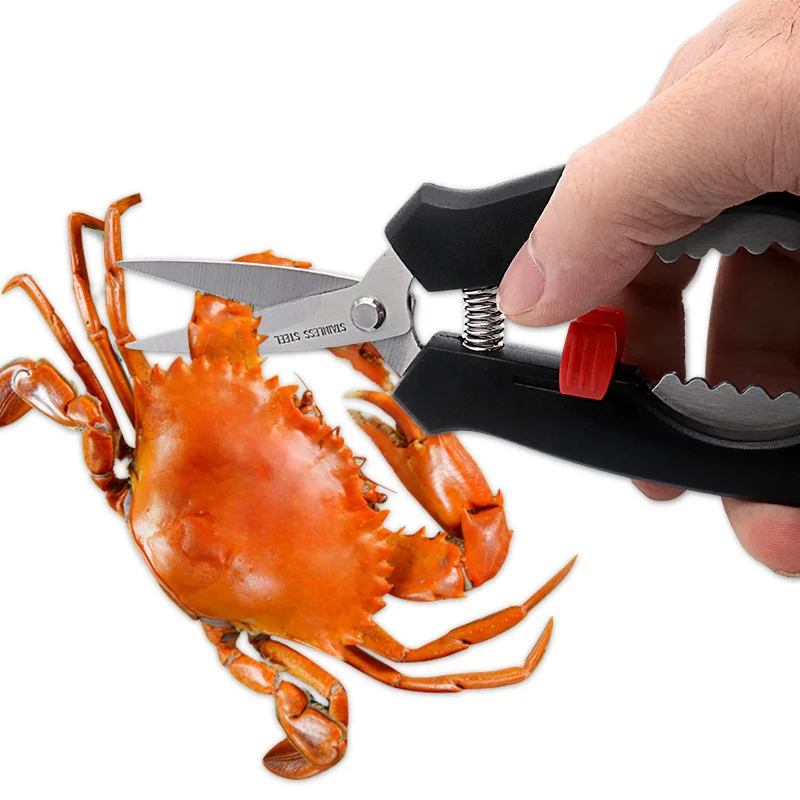 Herramienta de descascarado de acero inoxidable 2 en 1, mango ABS multiusos, ahorro de energía, tijeras de cocina con cascanueces