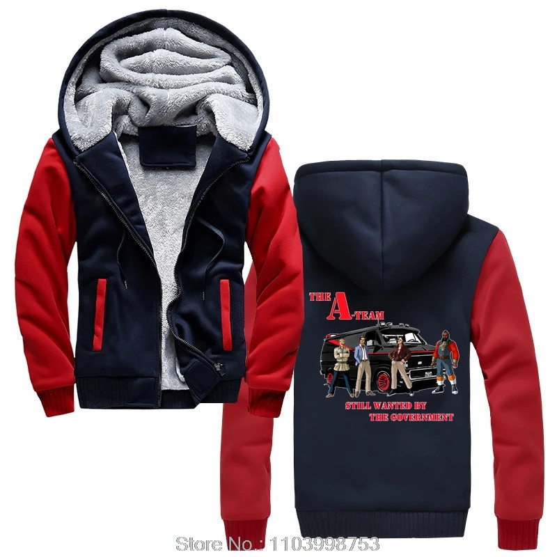 Winter Hoodie Cotton Male Letters zip up Jacket The A-Team A Team Team Ba Face Murdock Hannibal Van 2708X Unisex Tops coats