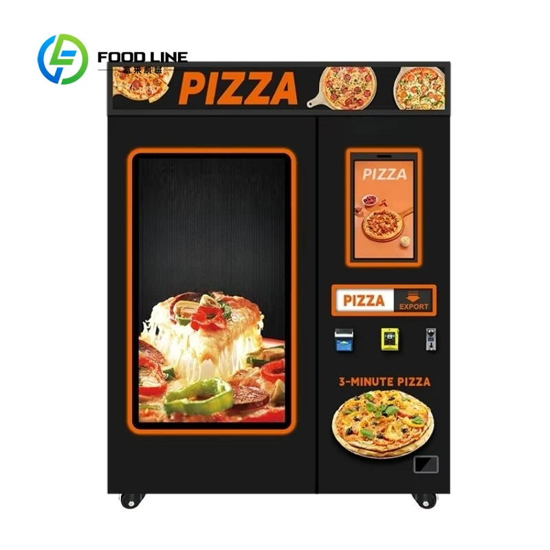 Customizable Black Pizza Vending Machine 3-Minute Hot Pizza Automatic Vending Equipment