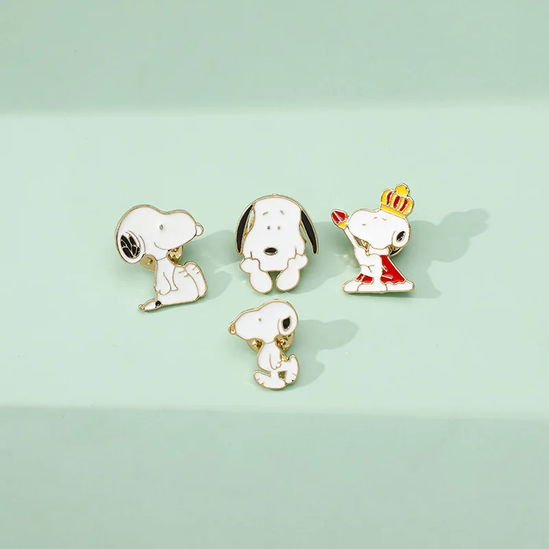 Cartoon Snoopy Brooch Cute Anime Figure Woodstock Dog Metal Acrylic Badge Clothing Anti-slip Match Enamel Cos Pin Kids Gifts