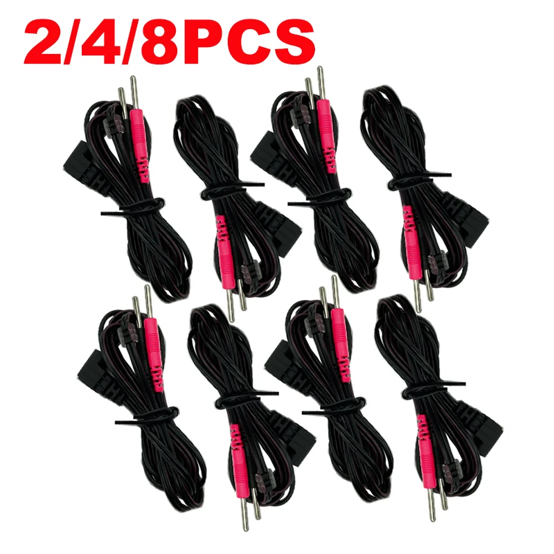 

2/4/8pcs Replacement Electrode Lead Wires Standard Pin Connection Cables 2mm For Tens / Ems Massage Digital Therapy Machines