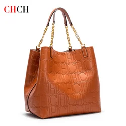 CHCH Women's Tote Bag 2024 New Steel Embossed Handbag Large Capacity Business Storage Bag