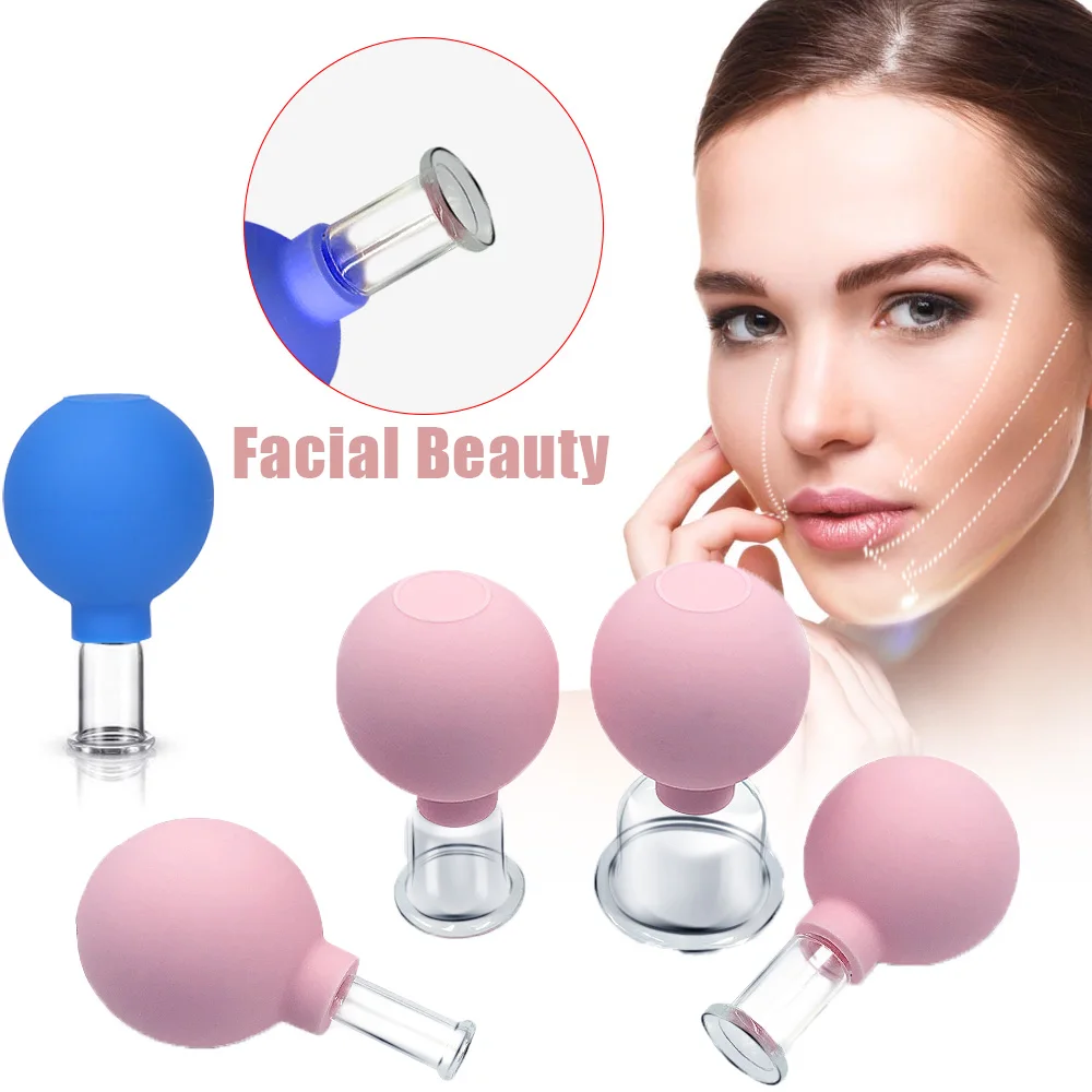 Rubber Massage Body Cups with Glass Vacuum Suction Cans Anti-Cellulite Facial Skin Lifting Massager for Face - Body Care Tool