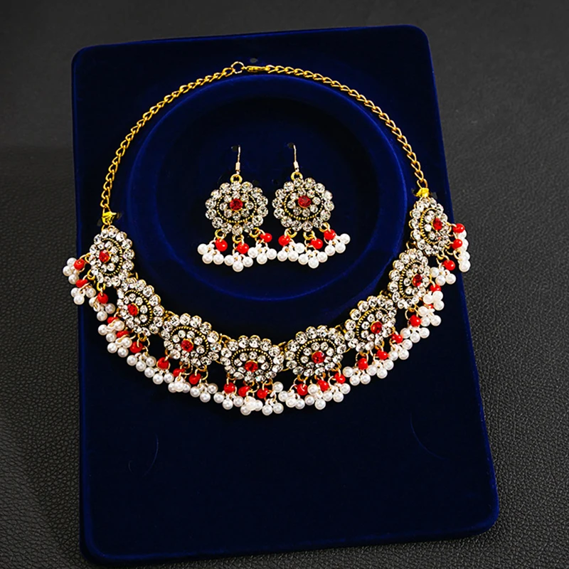 High Quality Bridal Wedding Jewelry Set Retro Luxury Crystal CZ Flower Necklace Earring Sets Fashion Engagement Jewelry Gift