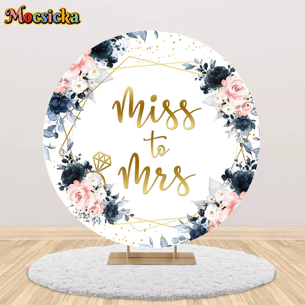 

Gold Miss to Mrs Bridal Show Wedding Decor Round Background Pink Flower Diamond Ring Backdrop Prop Party Women Photo Studio Kit