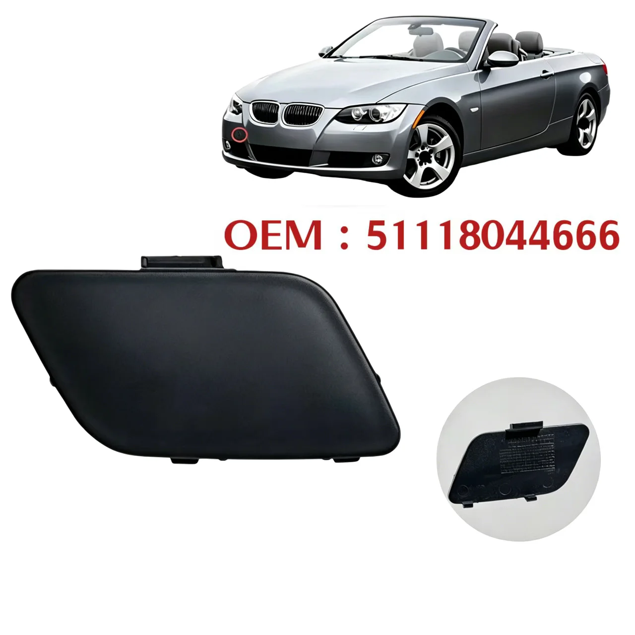 Front Bumper Tow Hook Cover Cap 51118044666 For E92 For E93 For M Sport 2006-2010 Car Exterior Replacement Part Black ABS