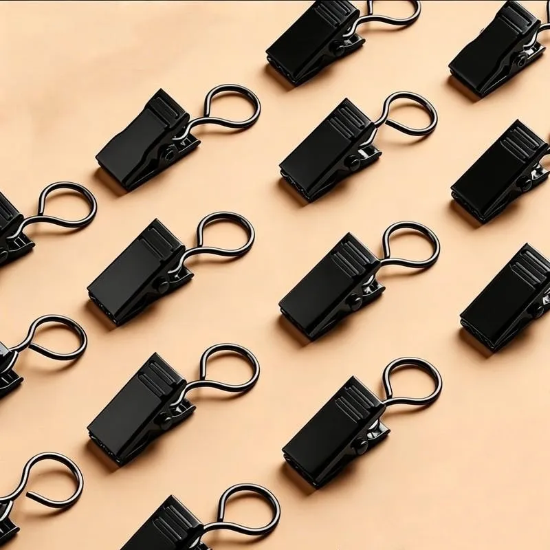 14 pcs Closed Curtain Hooks Silver Closed Loop Design, designed for Home Decoration, Firm Non-Slip Hold