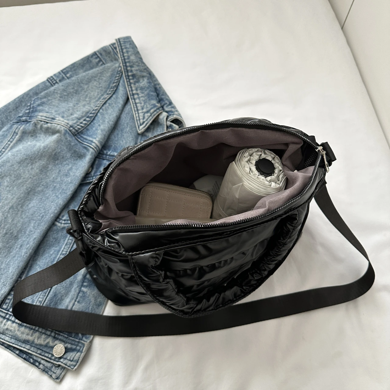 Fashion Women\'s Soft Leather Waterproof Handbag Large Capacity Quilted Shoulder Bag Travel Shopping Bag