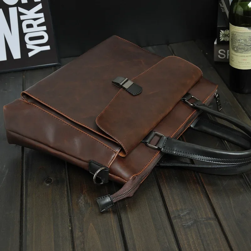 Large Laptop Handbag Classical Men's Leather Messenger Bag Soft PU Office Man Crossbody Business Crossbody Laptop Bags for Men