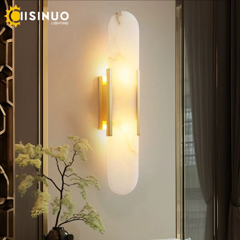 Modern Stone Wall Lamp Stone Marble Light Fixtures Black Gold Color G4 Socket for Bedroom Living Room Decoration Hotel Restauran