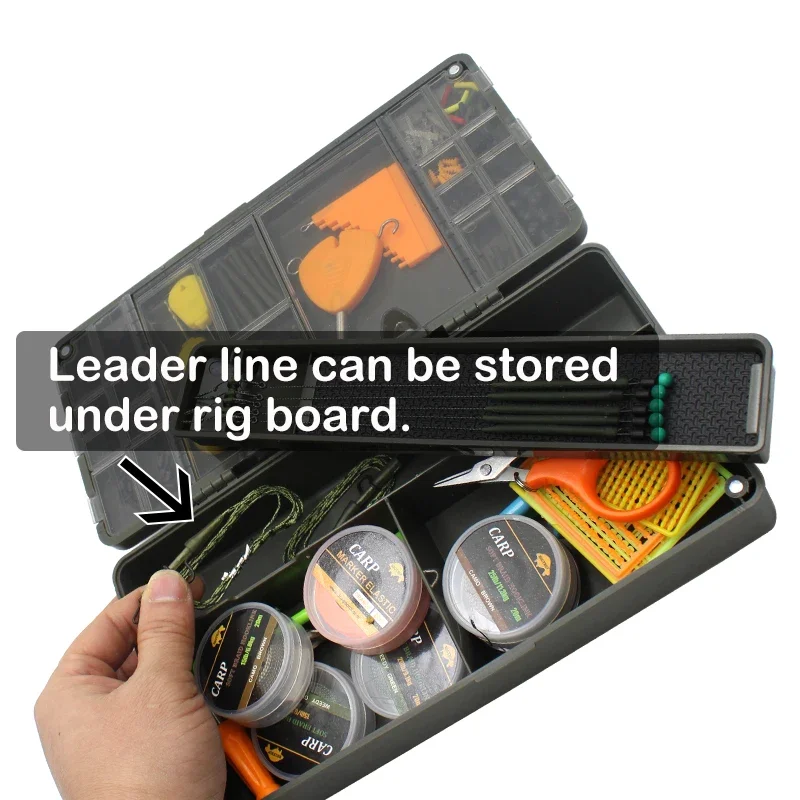 Multi-Function Fishing Box Fishing Rig Board Box With Rig Pins 22 Compartments Of Various Sizes For Carp Fishing Accessories