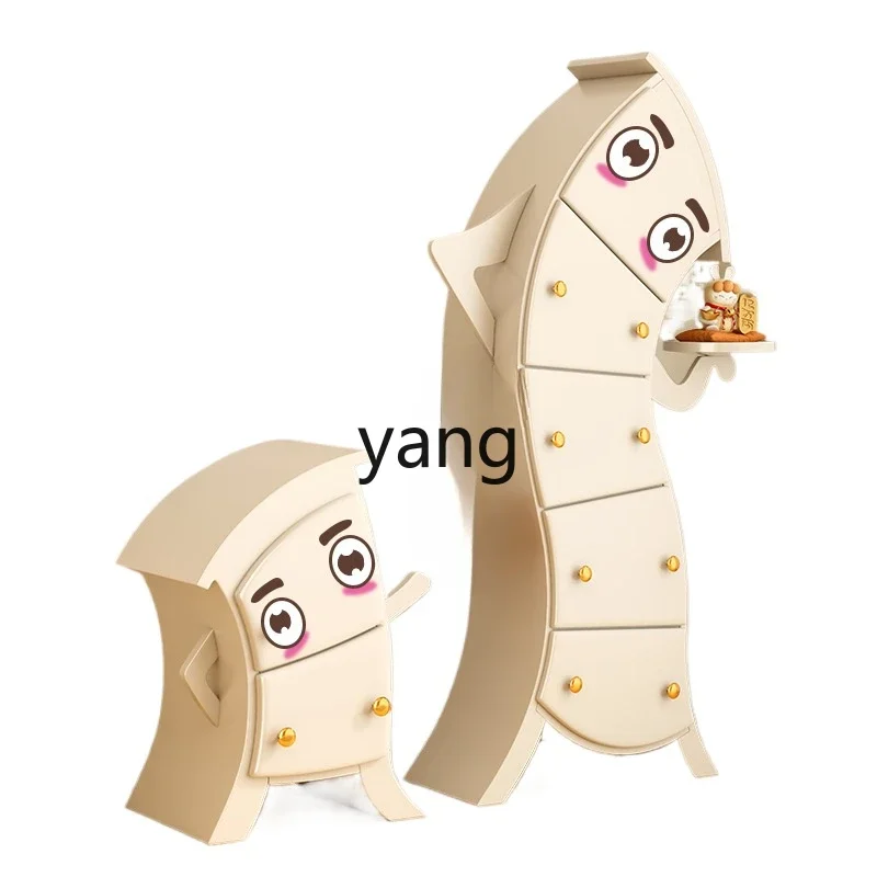 CX Solid Wood Fork Waist Chest of Drawers Cream Style Living Room Storage Locker Head Tilt Shaped
