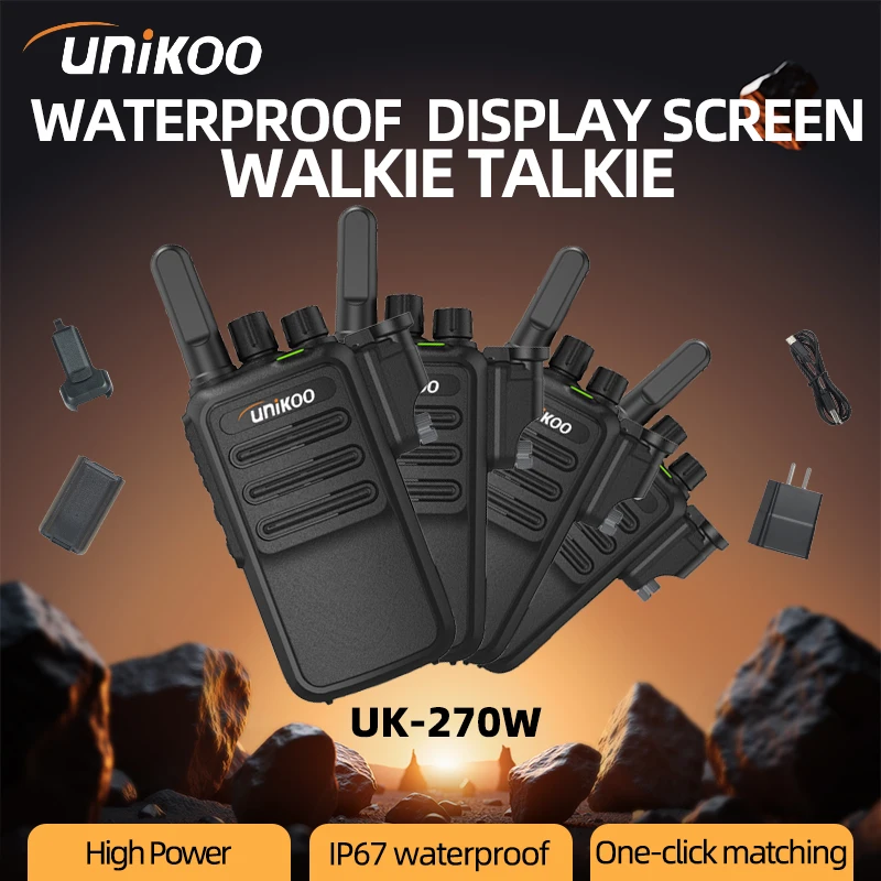 

4 PCS UNIKOO UK270W Walkie Talkie Long Range Communication Radio IP67 Waterproof Durable Two Way Radios communicator transceiver