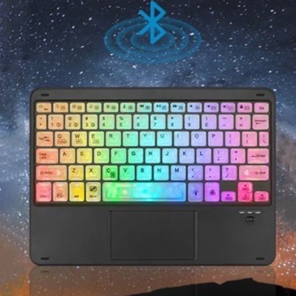 Fashion RGB Light Bluetooth Keyboard Backlit Colorful Luminous Wireless Keyboard Compact Slim Design Portable Keyboard Office