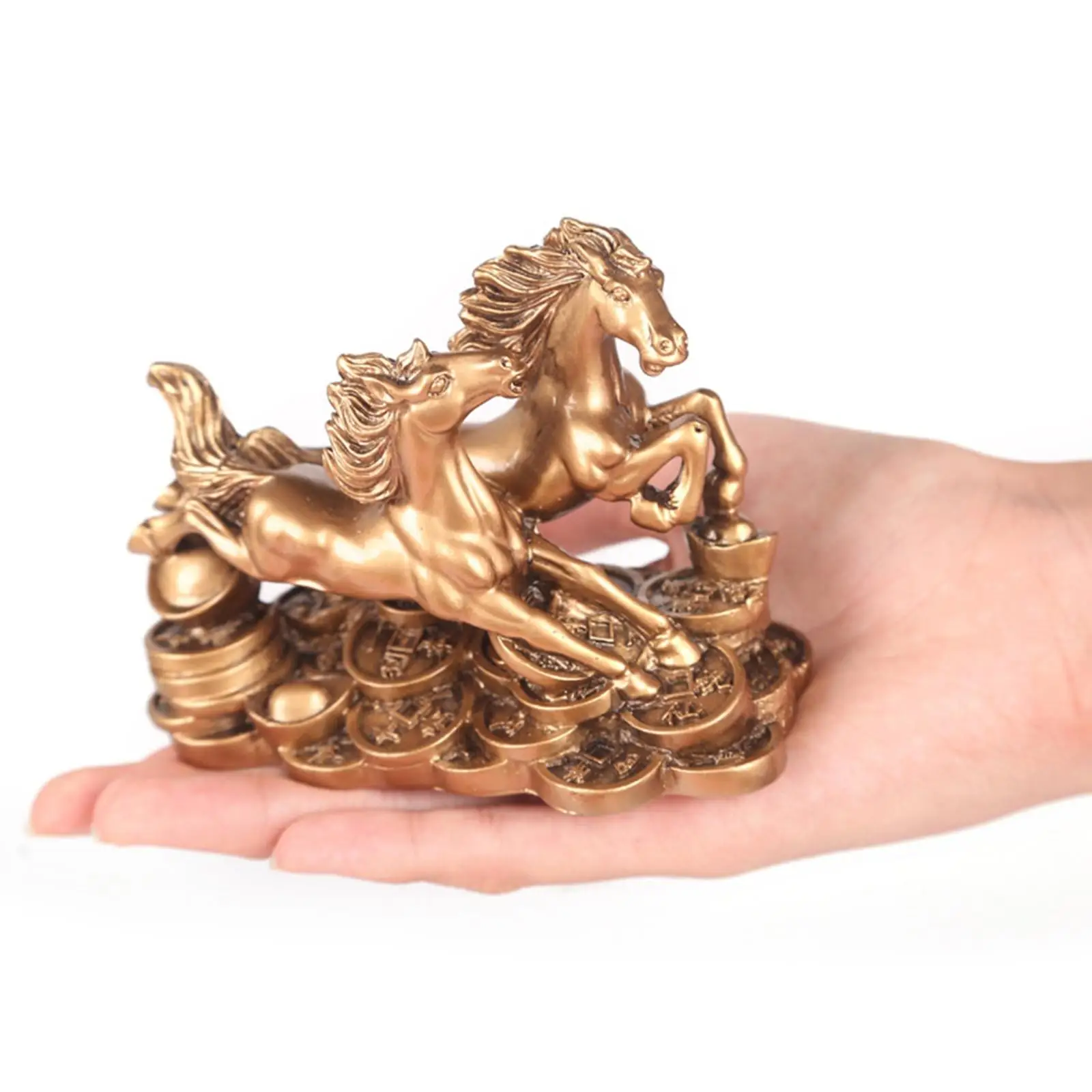 Running Two Horses Statues Decorative Figurine for Dinner Table Office Decor