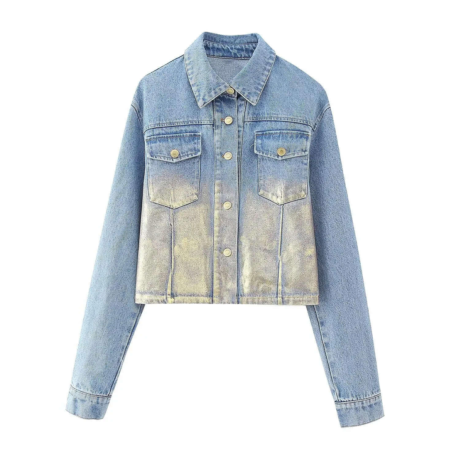 

New Fashion Autumn/Winter Casual Long Sleeve Turn-down Collar Single Breasted Pockets Loose Fit Denim Jacket For Women