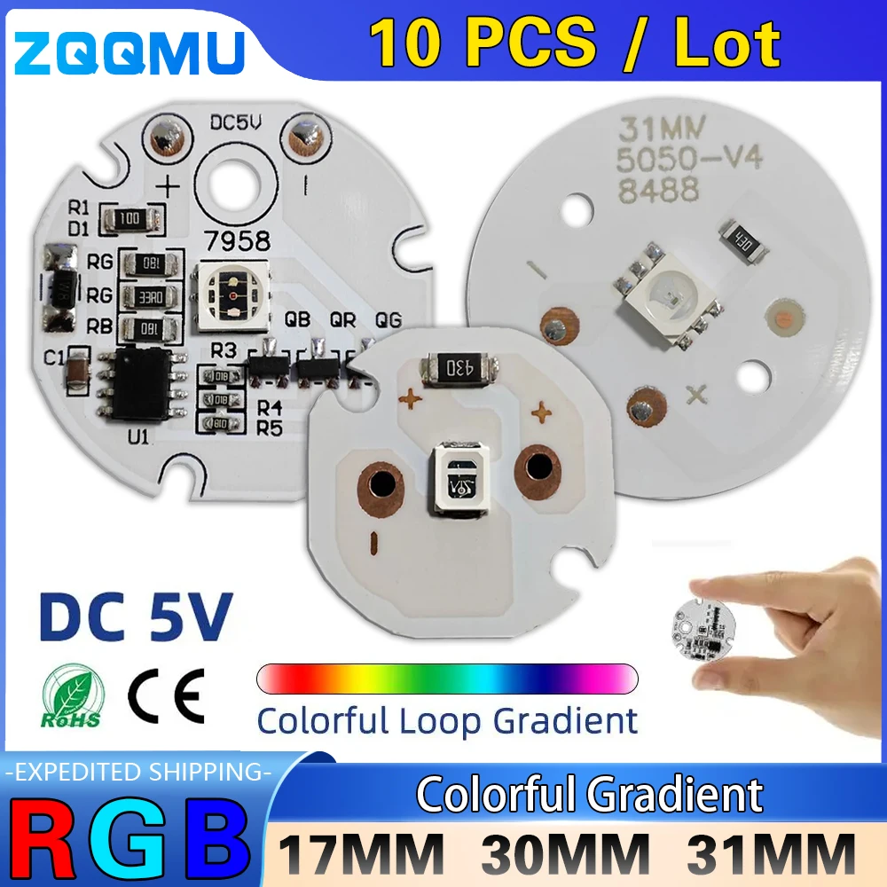 Mini panneau lumineux LED circulaire rond, 5V, USB, coloré, nickel é cyclique, pas besoin de pilote, contrôleur, 5054, 2835 RVB, panneau lumineux bricolage