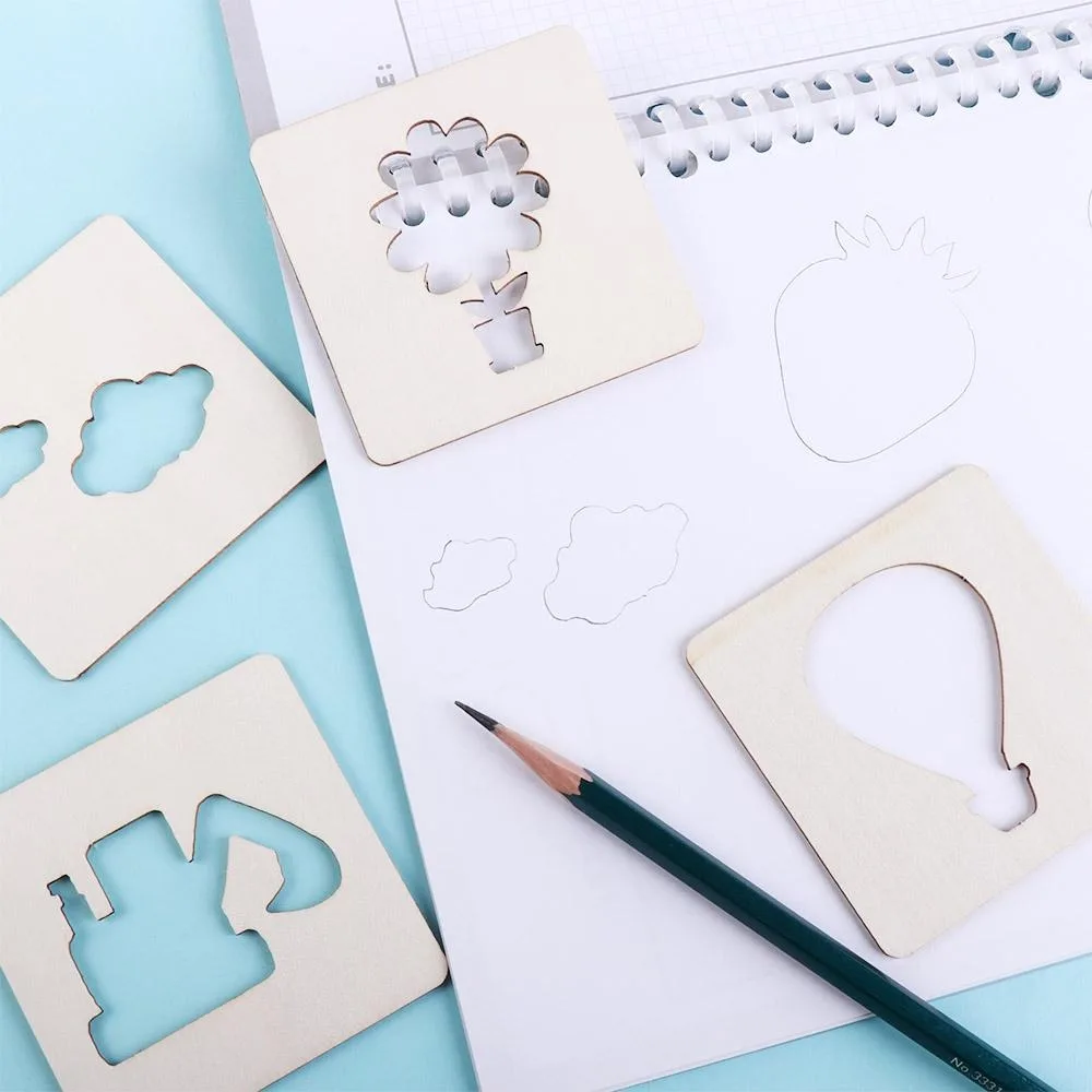20 個木製 DIY 子供描画おもちゃ絵画ステンシルテンプレートクラフトおもちゃパズル教育玩具描画ボードおもちゃ子供のため