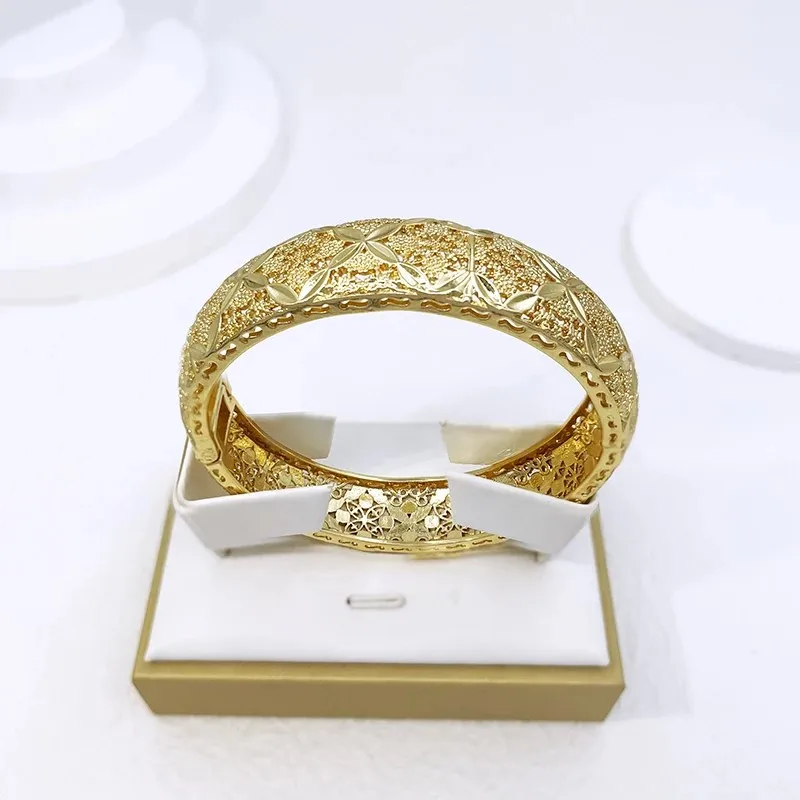 New Bracelet For Women Dubai Gold Color Bangle Luxury Quality Trending Jewelry For Wedding Party With Gift Box