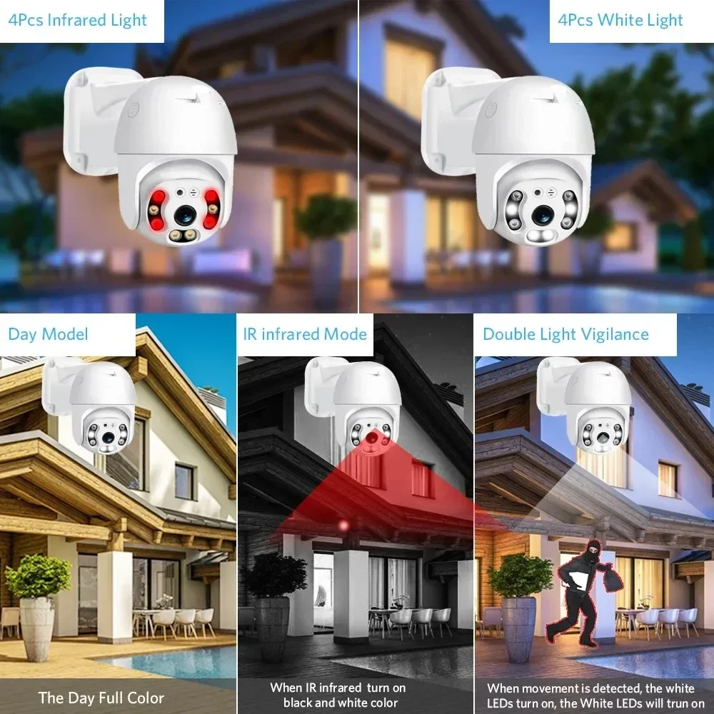 8MP PTZ Outdoor CCTV Camera Kit With NVR Pan Tilt Human Tracking 2-Way Audio 16CH PoE 4K Security System Apartments IP Network