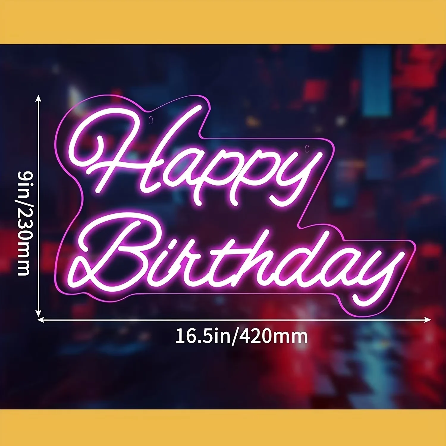 Happy Birthday Neon Sign For Wall Decor Reusable LED Neon Light  Birthday Party Decor Hanging Neon Night