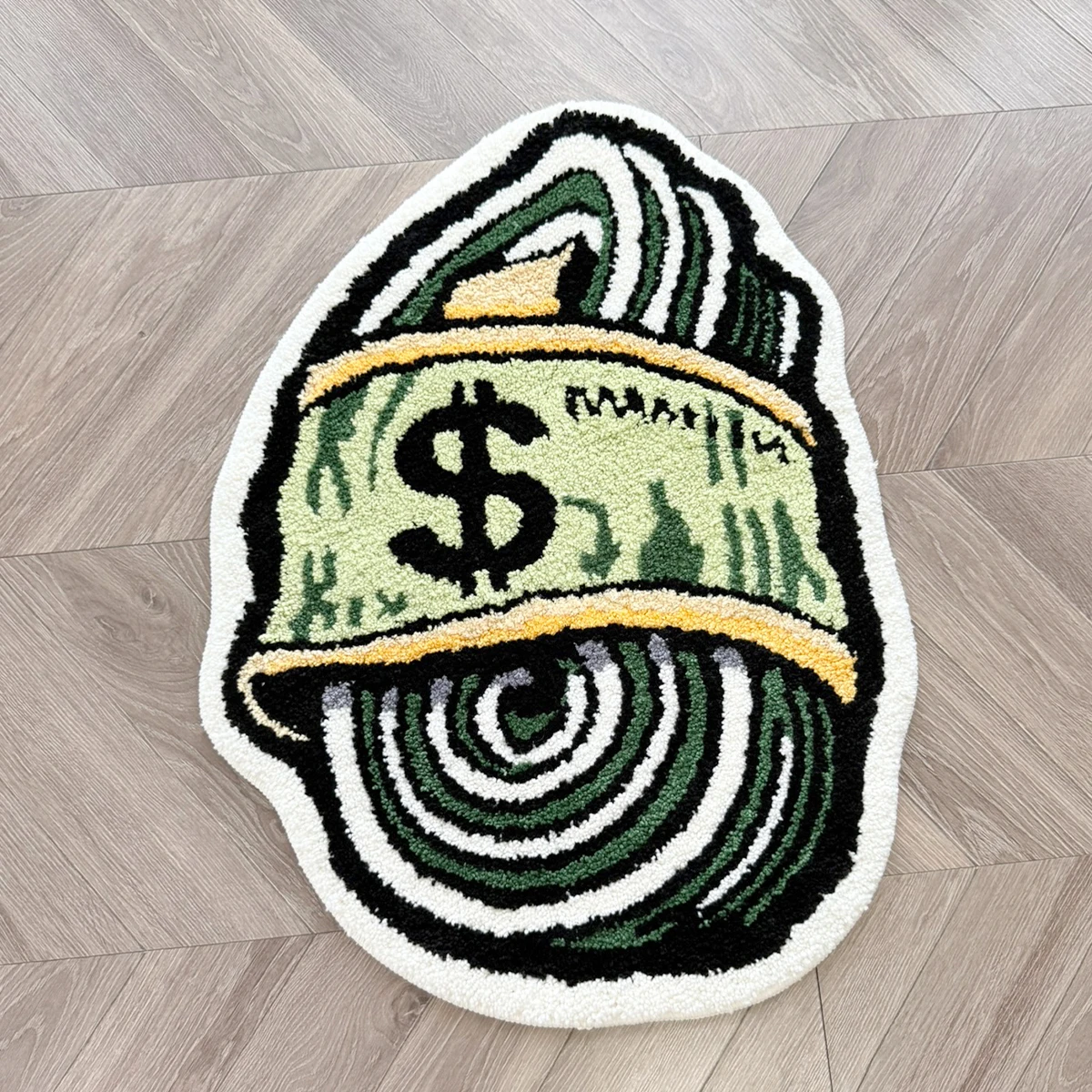 AGILESTAR Cash Roll Shaped Tufted Rug Green Money Soft Non Slip Accent Mat Hip Hop Style Floor Carpet for Living Room Home Decor