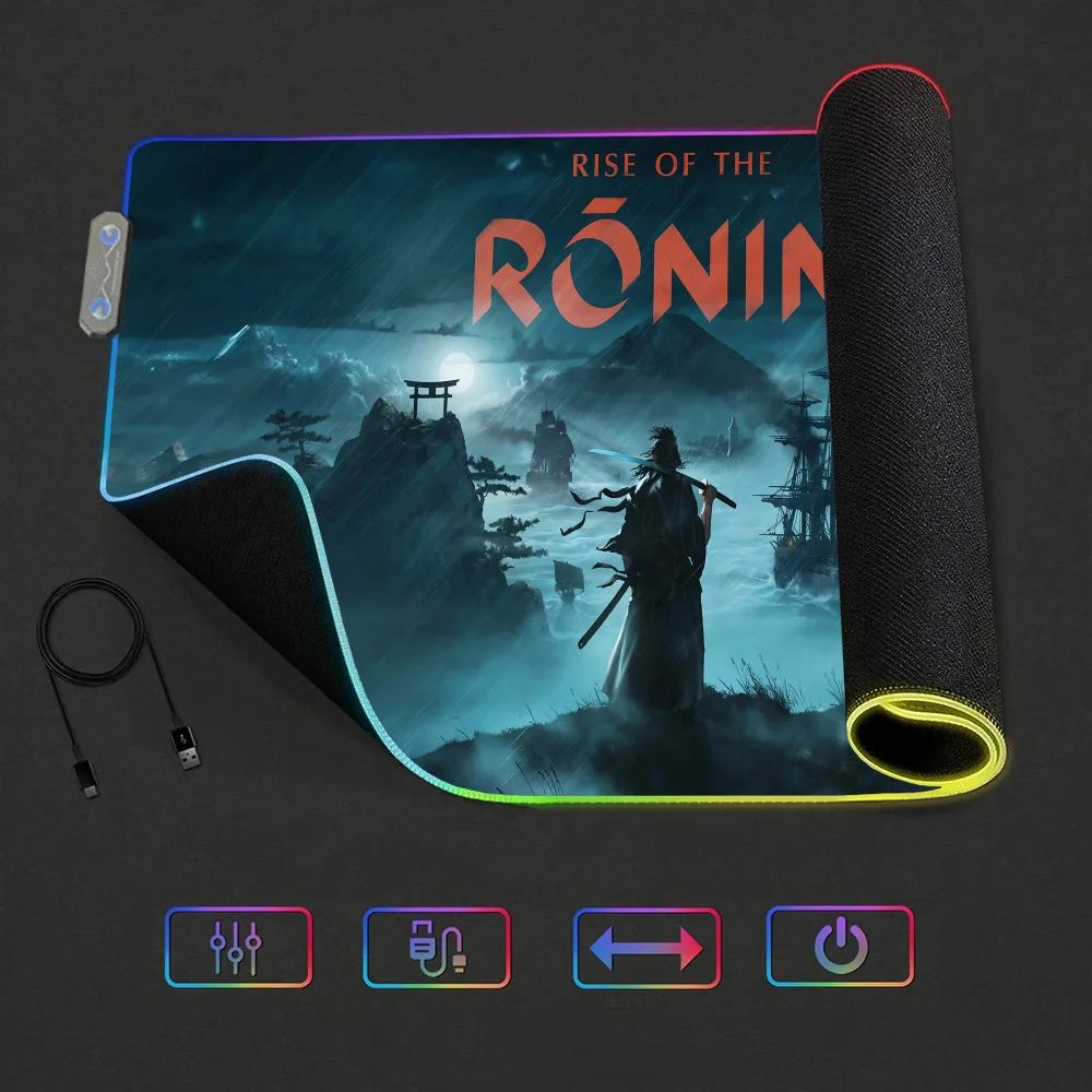 Game Rise of the Ronin S Mouse Pad RGB LED Light Non-Slip Rubber Base Waterproof Office PC Home Best Price Desk-Mat USB Large Ga