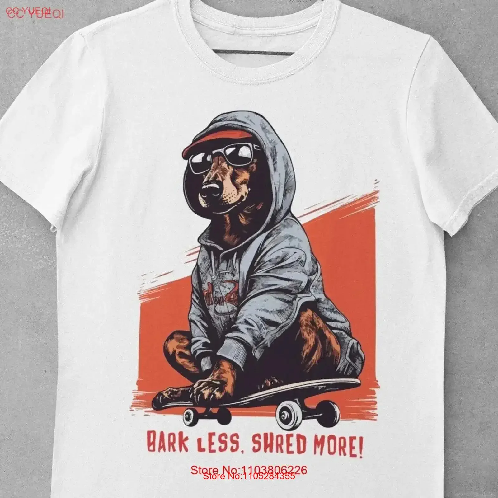 Dachshund Skateboard T Shirt Bark Less Shred More Fun Skating Dog Top Unique Skater Idea Lover Skateboarding vintage Washed