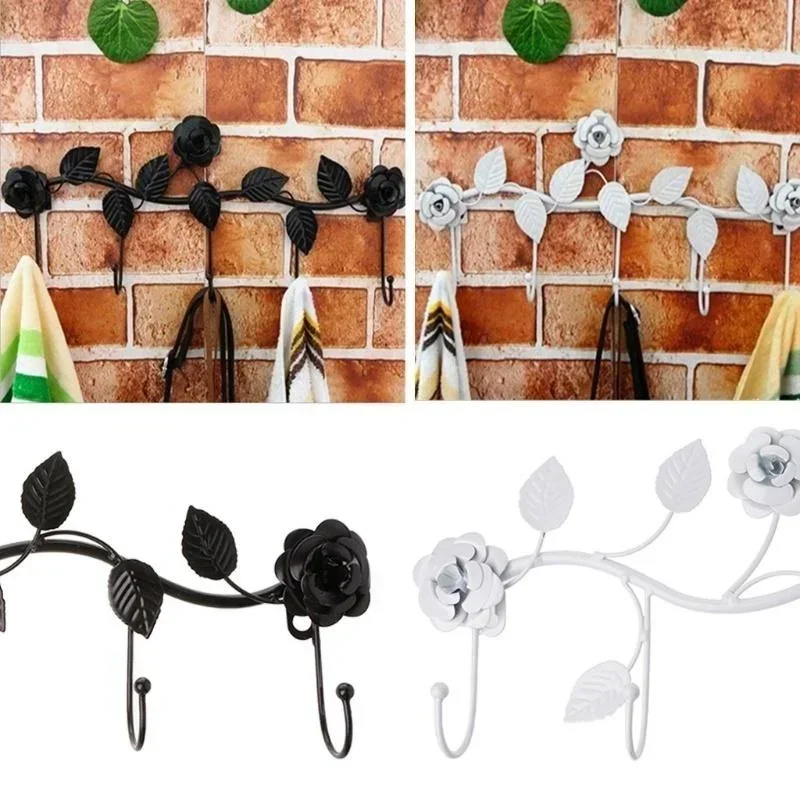 Retro iron hook clothes creative rose hook nail wall storage rack wall decoration