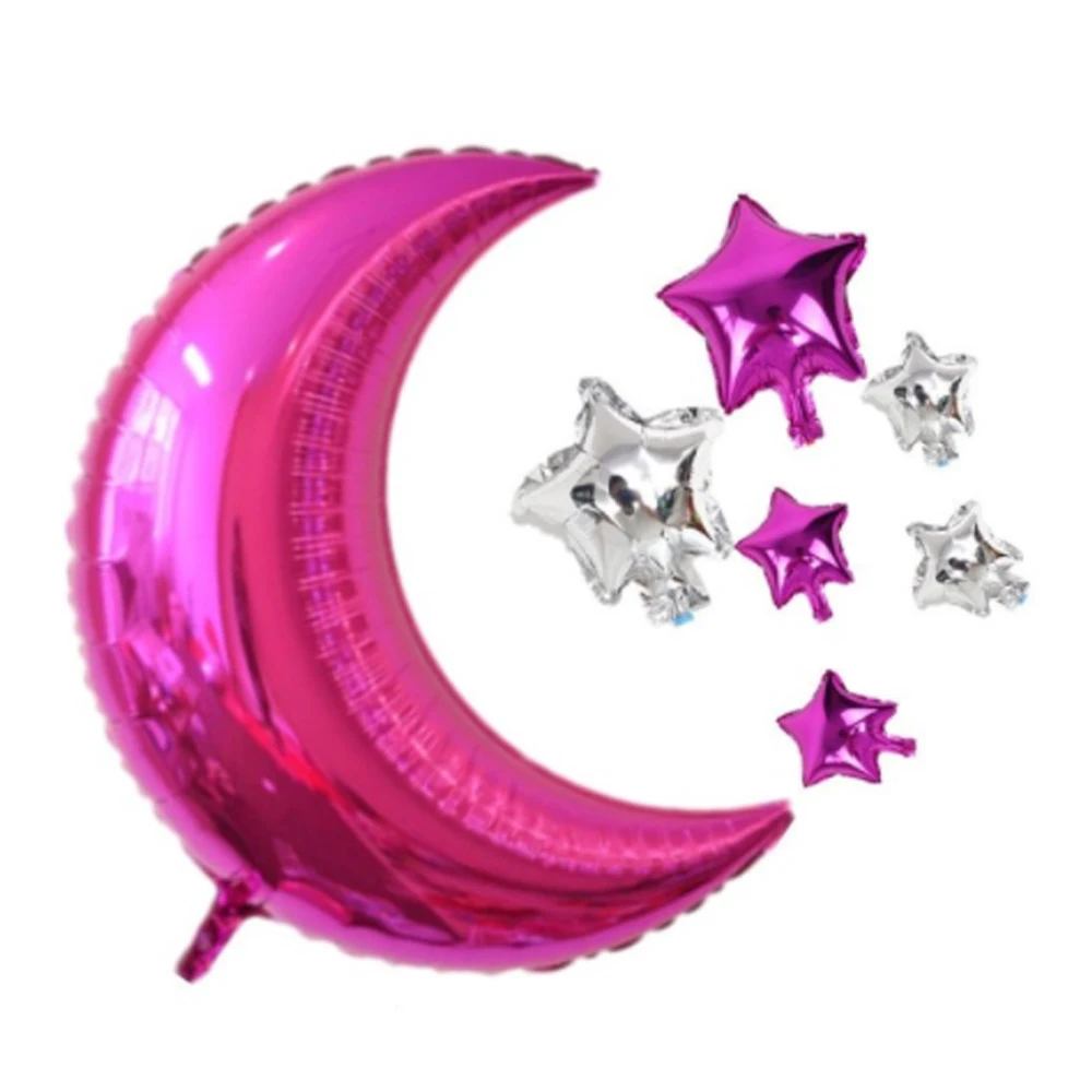 7 pezzi palloncino luna grande rosa rosa rosso palloncini stella a cinque punte decorazioni per feste di compleanno di nozze per ragazze forniture