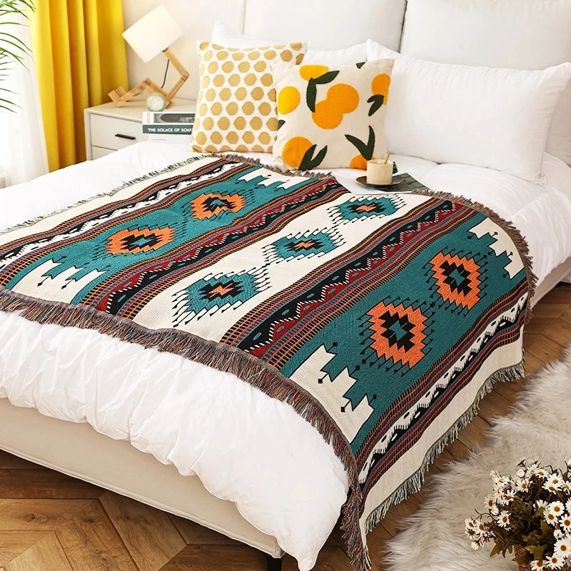 Bohemian Blanket Plaid Tapestry Vintage Boho Blankets Leisure Crochet Blanket Sofa Cover Knitted Thread Camping Picnic Blanket