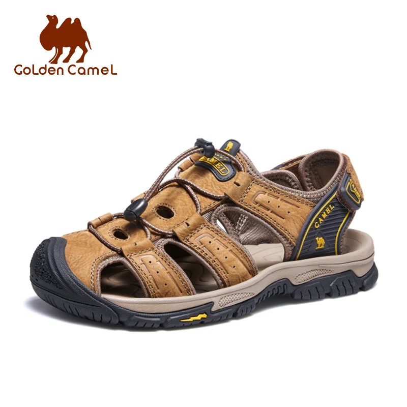 GOLDEN CAMEL Men\'s Summer Sandals Sports Casual Beach Sandal Leather Shoes for Men Baotou Wear-resistant Outdoor Slippers