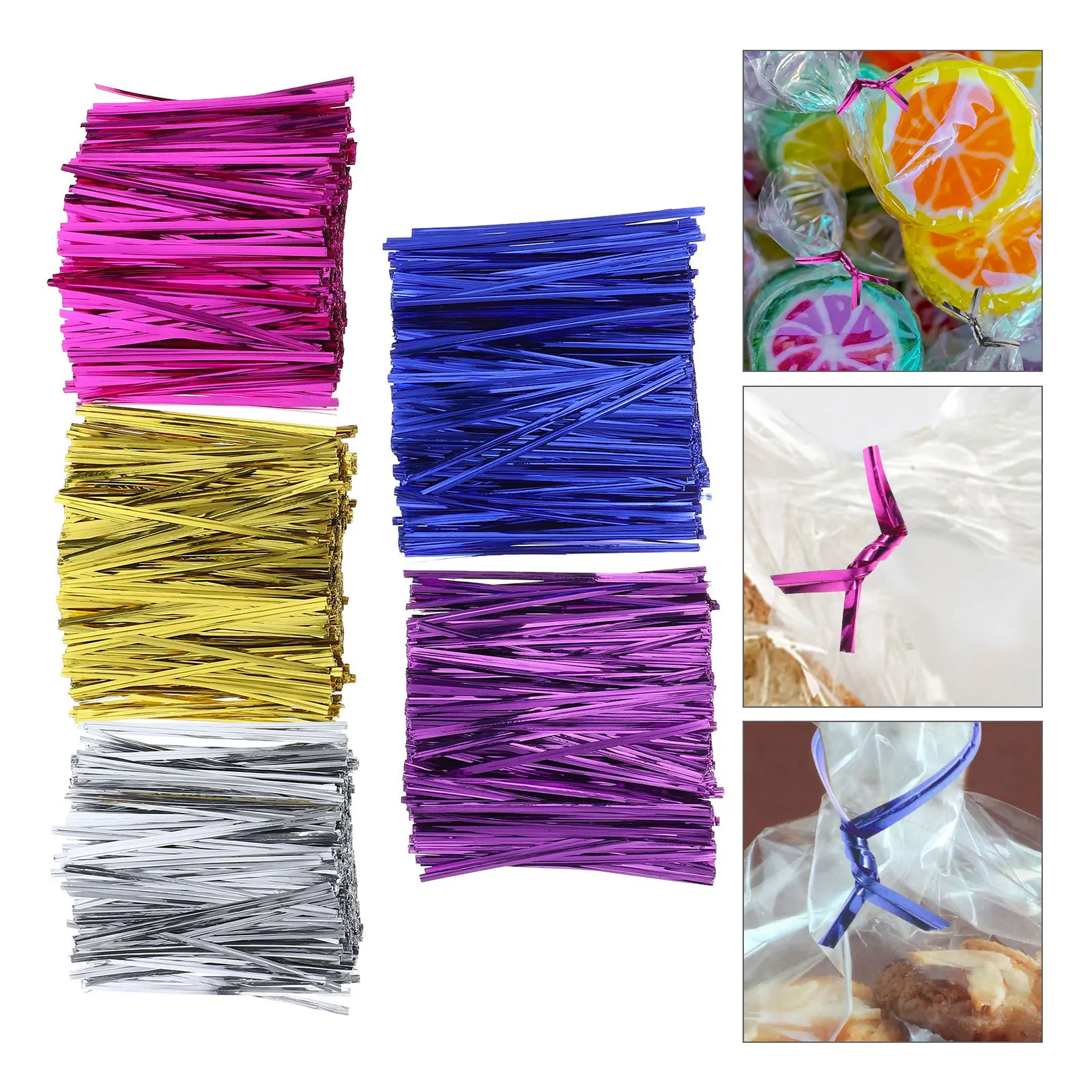 

5 Bags Multi-Function Twisting Ties Iron Wire Bread Candy Gift Bag Sealing Clips For Party Festival Packaging Supplies Reusable