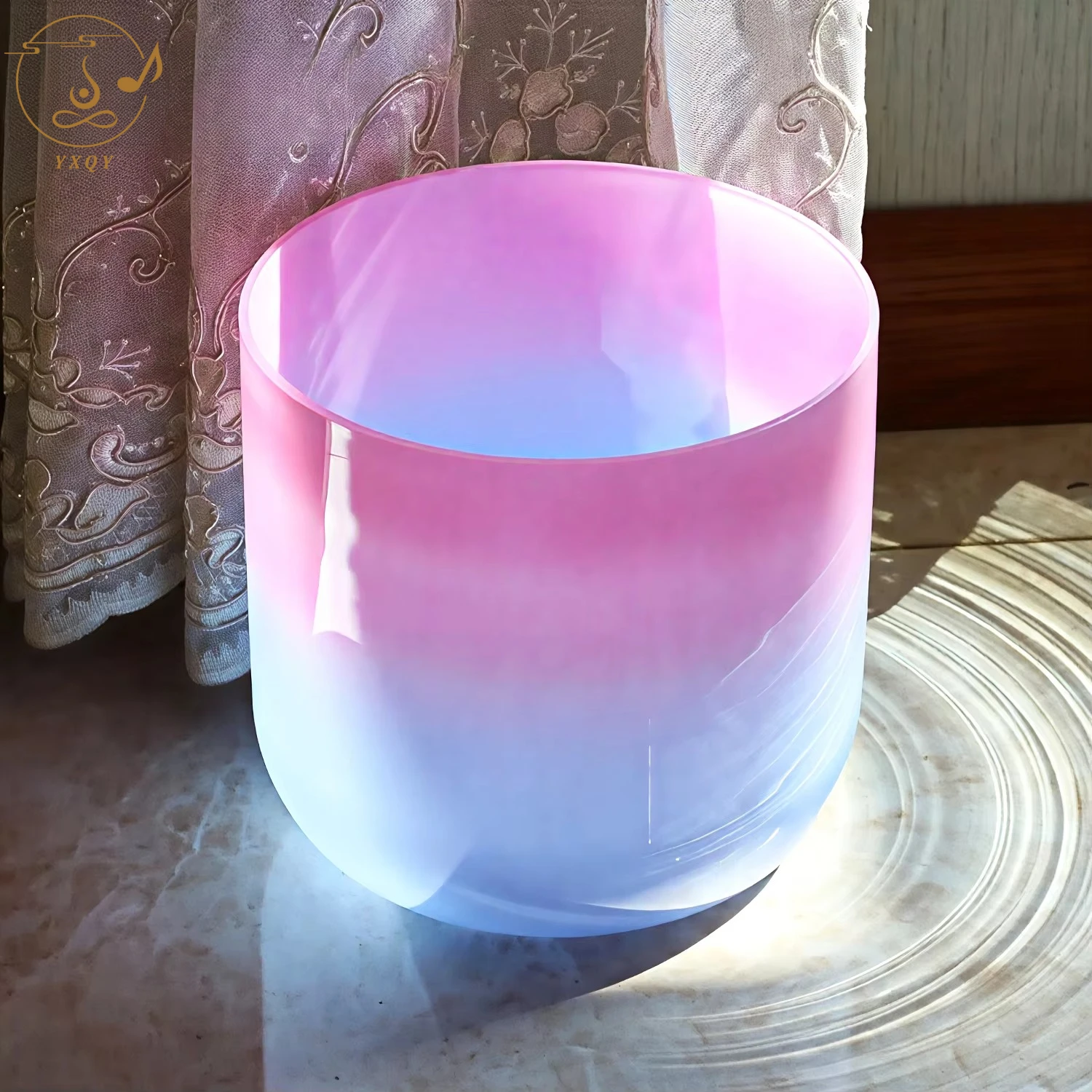 YXQY Thickened Pink Blue Gradient Alchemy Crystal Singing Bowl Sound Healing Meditation Yoga Chakra Therapy Home Decor Gift
