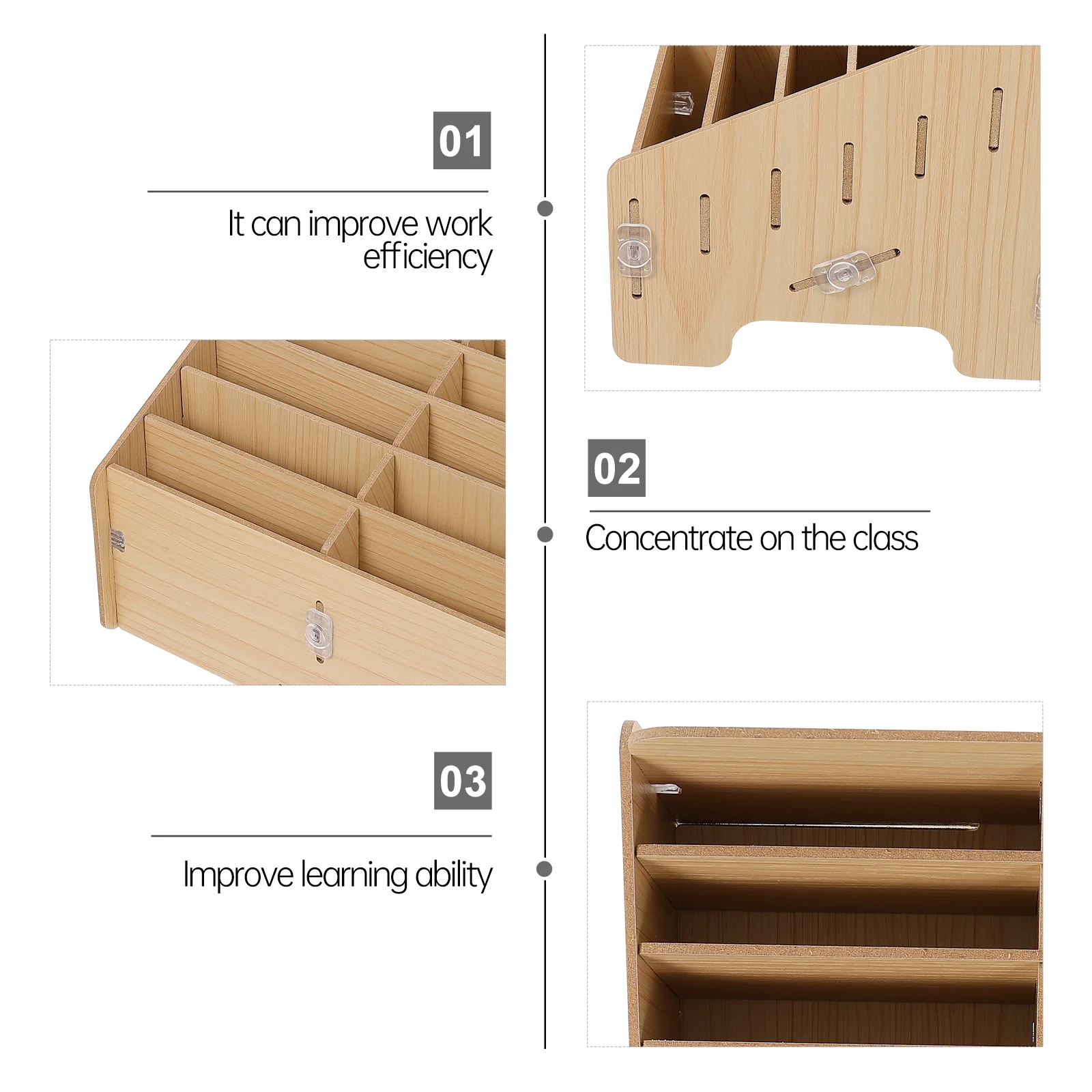 

1 set 1 Set Wall Mount Storage Box Wooden Large Capacity Office Supplies Organizer For Cell Phones Classroom Use Display Rack