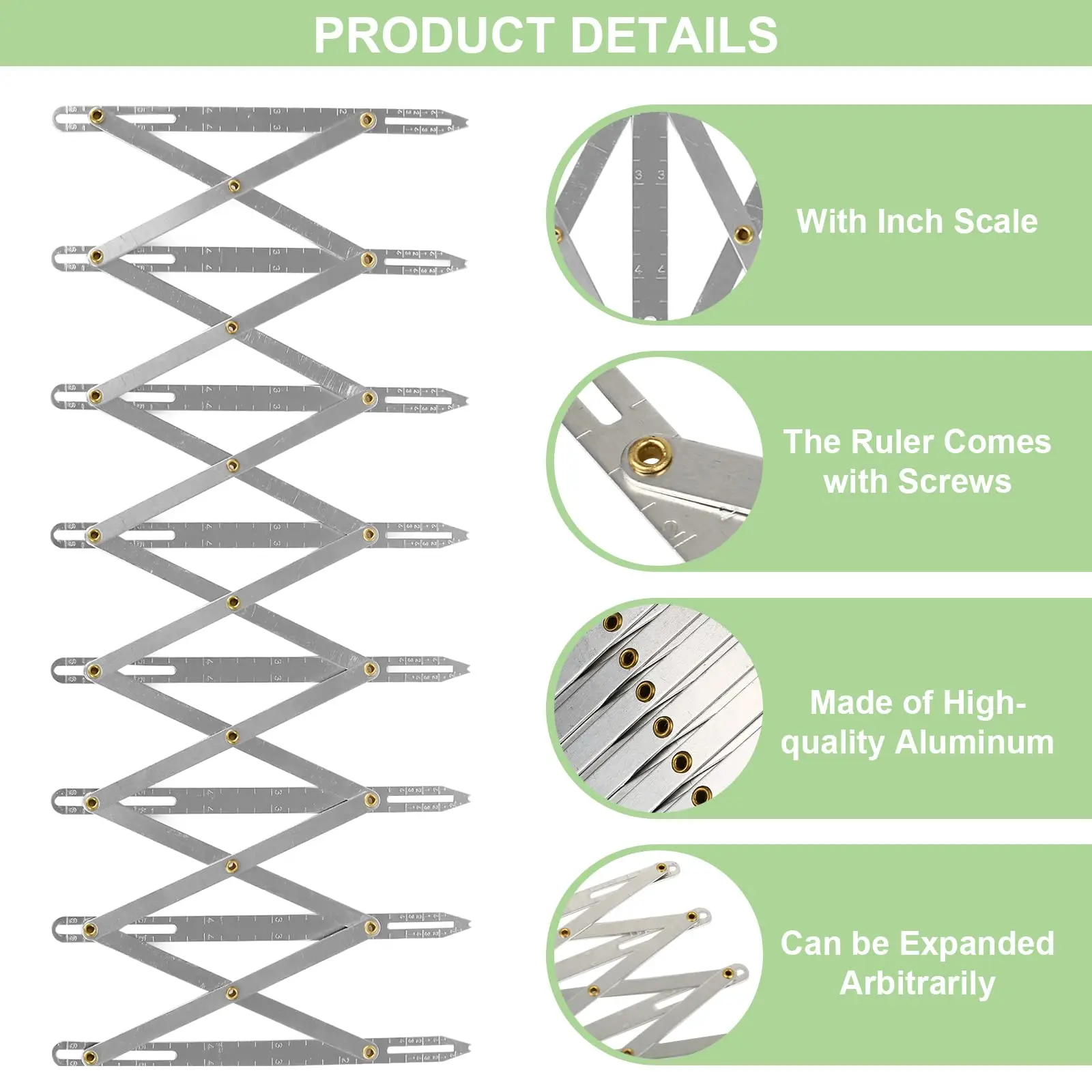 Adults Dressmake for Quilting Craft Pleat Expanding Sewing Gauge Button Holes Spacer Equal Space Divider Aluminum Sewing Gauge