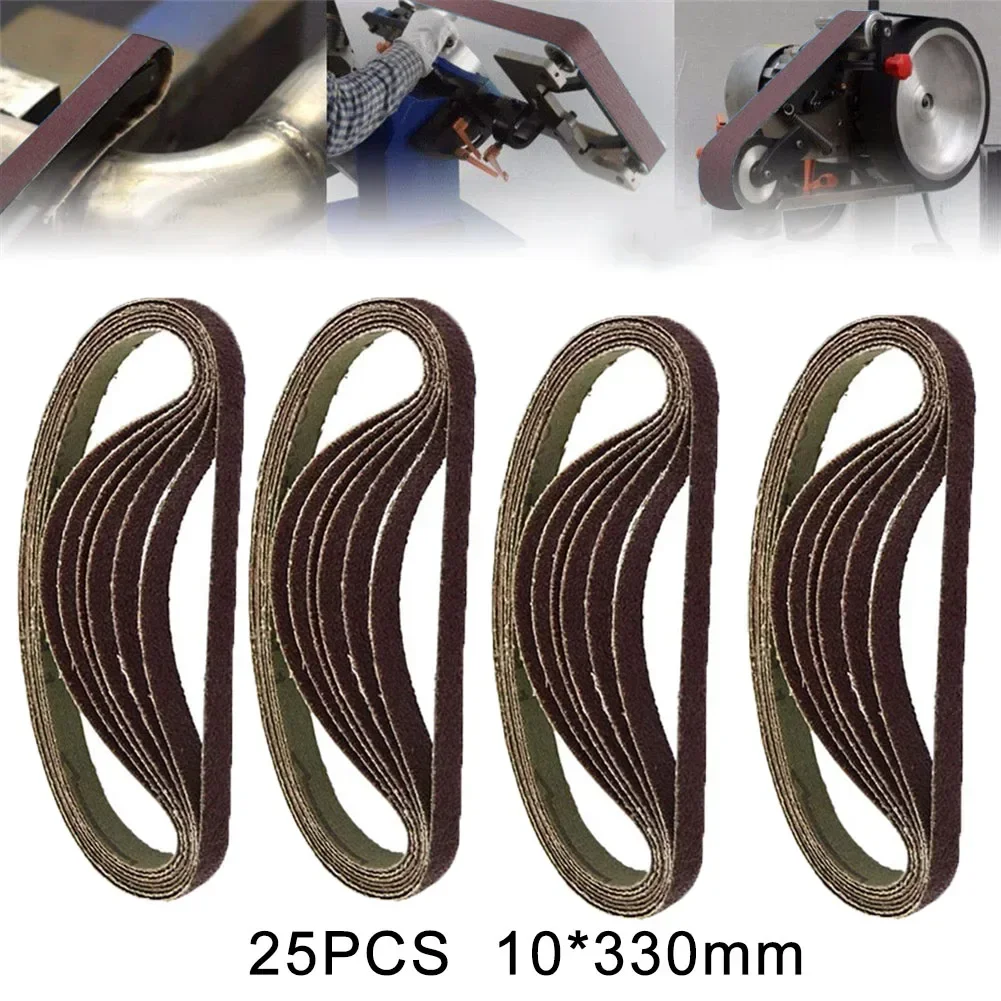 25pcs 330x10mm Sanding Belts Air Finger Sander Sanding Belt 60/80/100/120 Grit For Wood Paint Light Metal Grinding