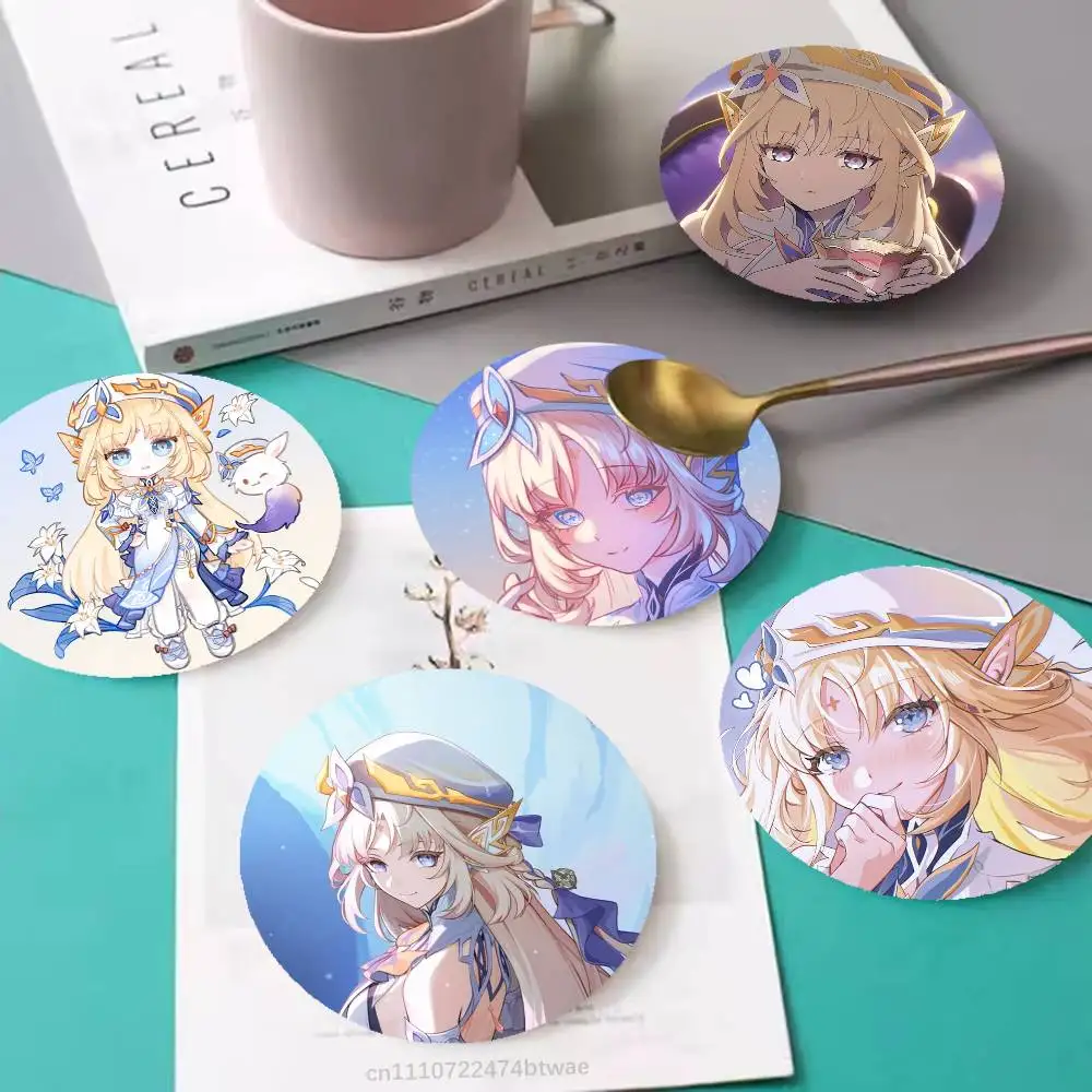 

Genshin Impact Nicole Reeyn Wood Coaster Mug Tea Coffee Cup Pad Heat Resistant Placemats Tableware Decoration