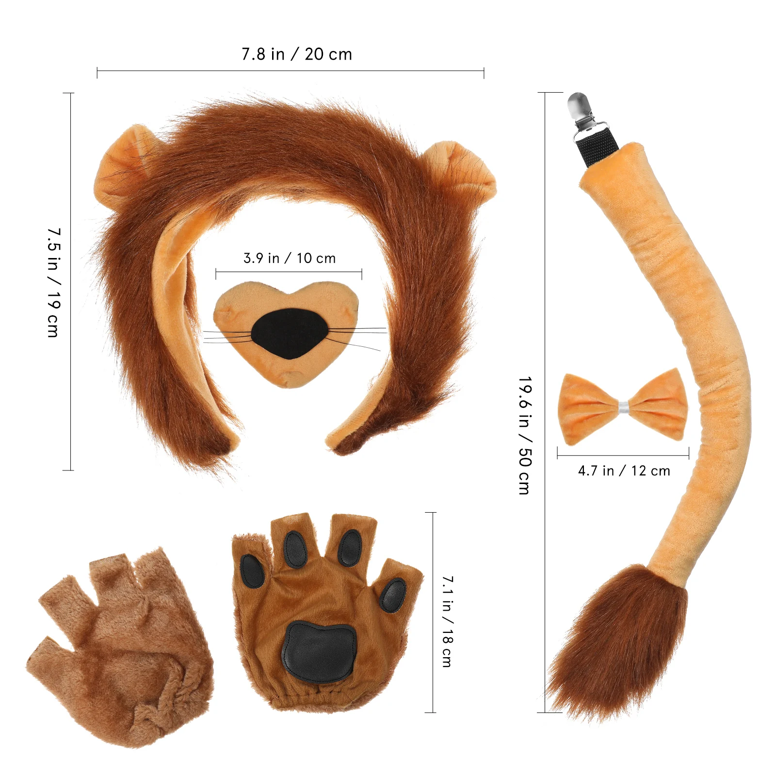 Child Baby Lion Clothing Halloween Costumes Decoration Headgear Set Accessories Monkey Headband Ears Tail Gloves Yarn Fun Party