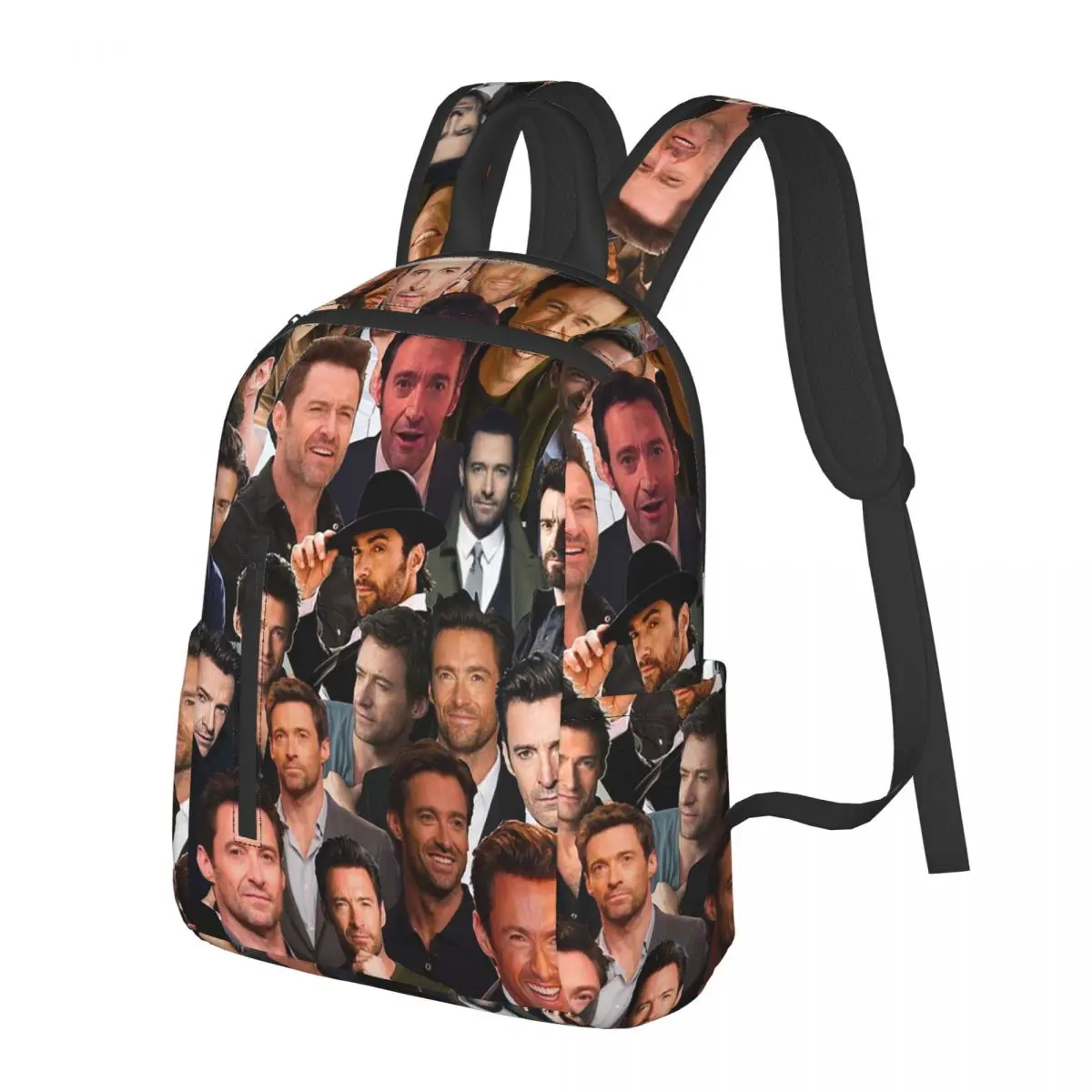 Hugh Jackman Photo Collage Student Backpack School Bag Hiking Travel Daypack for Boys Girls Bookbag Shoulder Bags