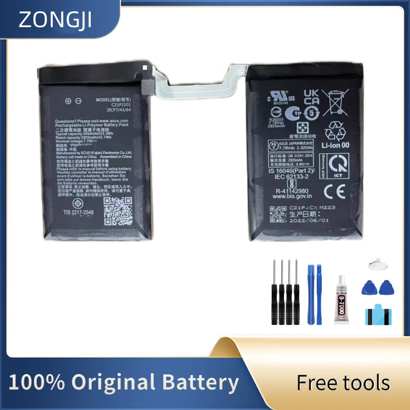 ZONGJI New Compatible Battery For ASUS ROG Phone 6 Phone 6 Pro Phone 7 6000mAh C21P2101 Batteries+Free Tools