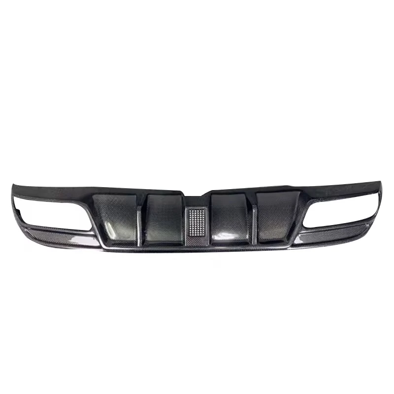 W205 Carbon Fibre Fiber BodyKit Rear Diffuser Lip With LED Light Fit For Mercedes Benz C Class W205 4-Door 2015-2021